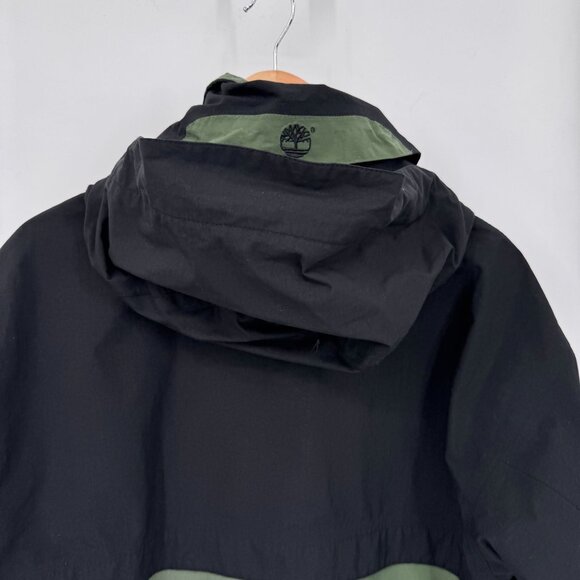 Timberland Weathergear Ski Jacket Mens Medium Green Black Nylon Hood Pockets - Picture 8 of 12